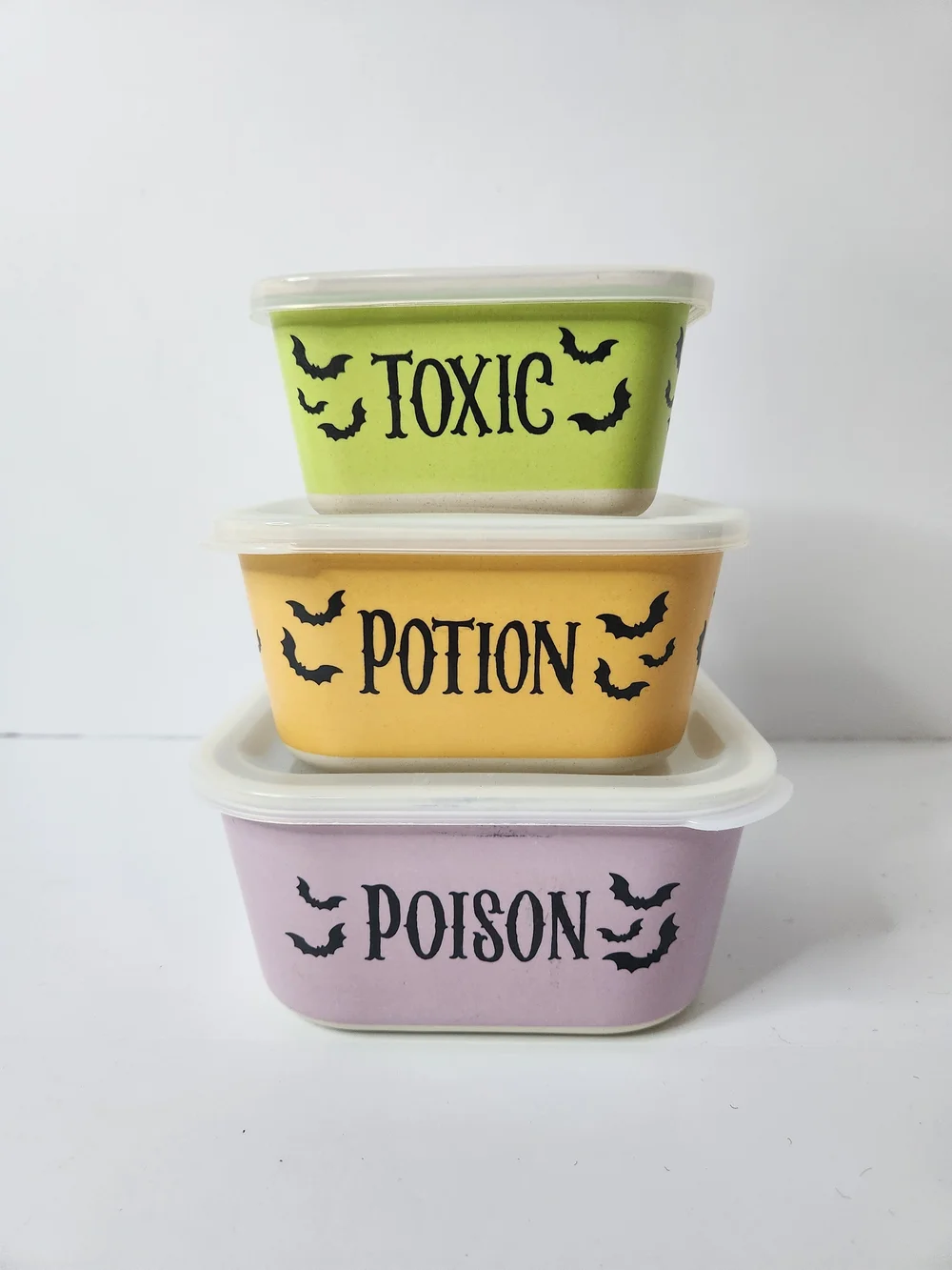 Halloween Food Storage Container Set - Green, Yellow, Purple